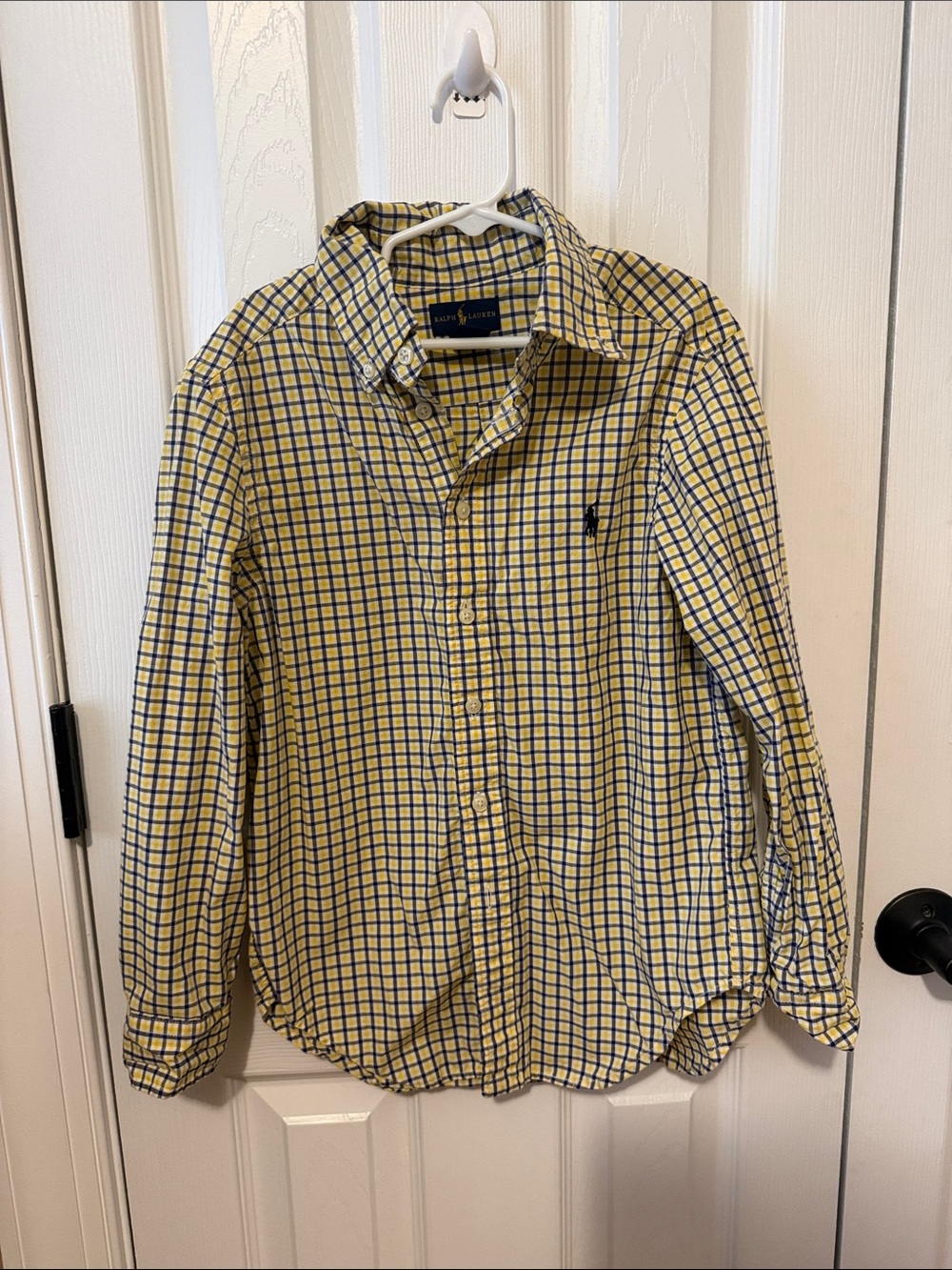 Ralph Lauren Yellow and Navy Plaid Button-Down Shirt